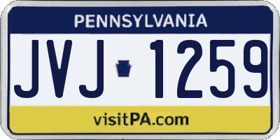 PA license plate JVJ1259