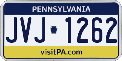 PA license plate JVJ1262