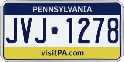 PA license plate JVJ1278