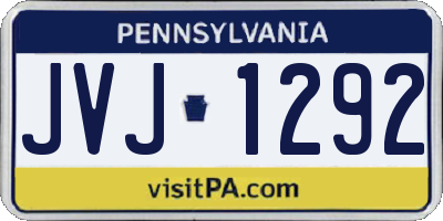 PA license plate JVJ1292