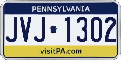PA license plate JVJ1302