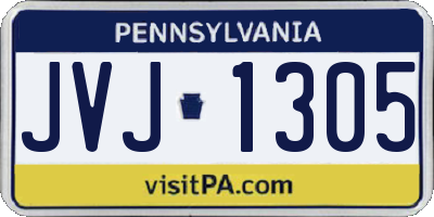 PA license plate JVJ1305