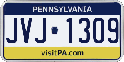 PA license plate JVJ1309