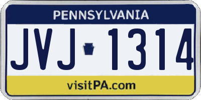 PA license plate JVJ1314
