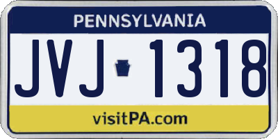 PA license plate JVJ1318