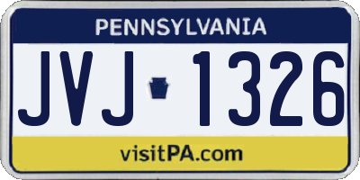 PA license plate JVJ1326
