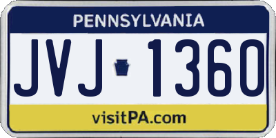 PA license plate JVJ1360