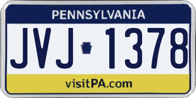 PA license plate JVJ1378