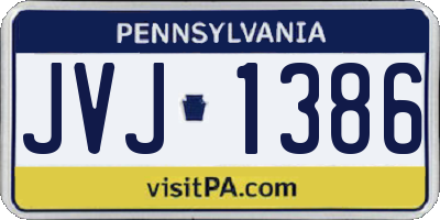 PA license plate JVJ1386