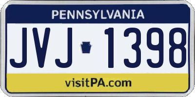 PA license plate JVJ1398