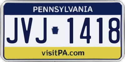 PA license plate JVJ1418