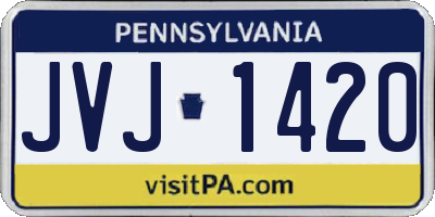 PA license plate JVJ1420