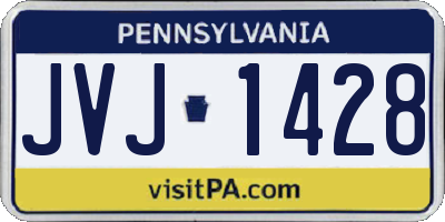 PA license plate JVJ1428