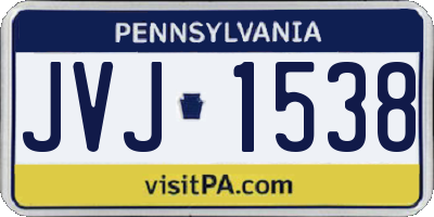 PA license plate JVJ1538
