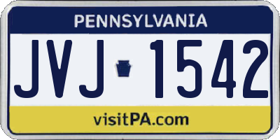 PA license plate JVJ1542