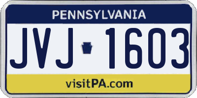 PA license plate JVJ1603