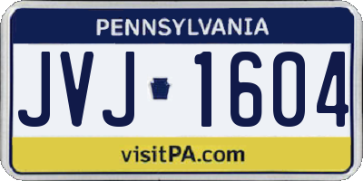 PA license plate JVJ1604