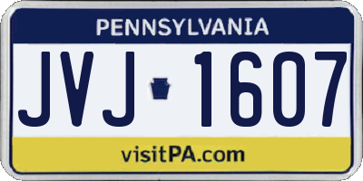 PA license plate JVJ1607