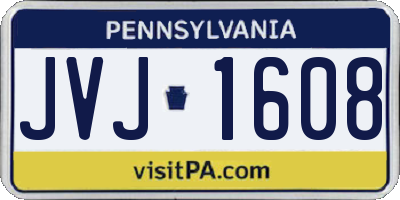 PA license plate JVJ1608