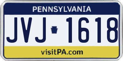 PA license plate JVJ1618