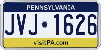 PA license plate JVJ1626