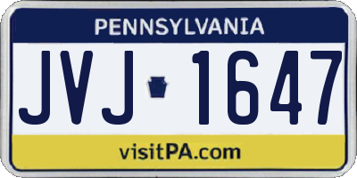 PA license plate JVJ1647