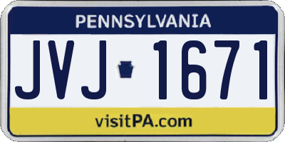 PA license plate JVJ1671