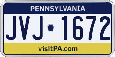 PA license plate JVJ1672