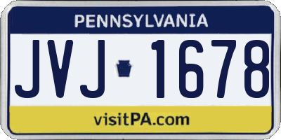 PA license plate JVJ1678