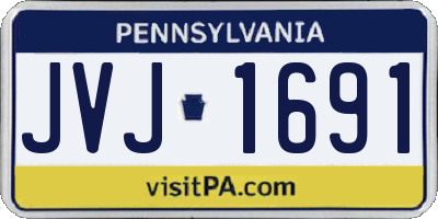 PA license plate JVJ1691