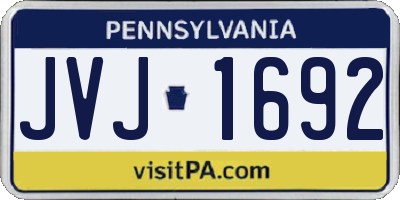 PA license plate JVJ1692