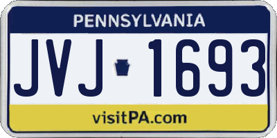PA license plate JVJ1693