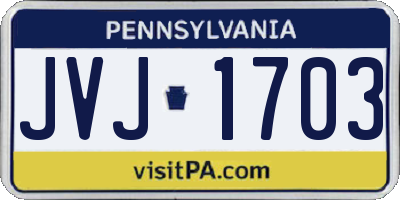 PA license plate JVJ1703