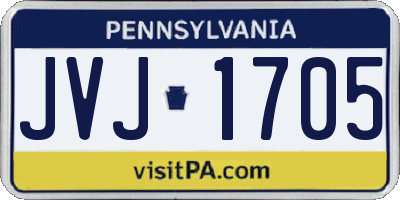 PA license plate JVJ1705
