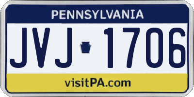 PA license plate JVJ1706