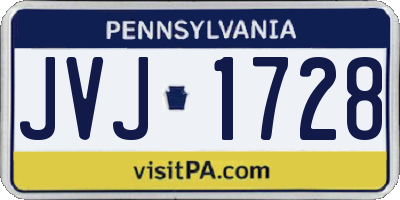 PA license plate JVJ1728