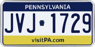 PA license plate JVJ1729