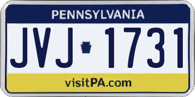 PA license plate JVJ1731