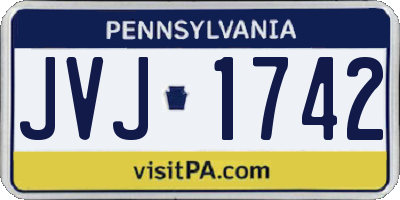 PA license plate JVJ1742