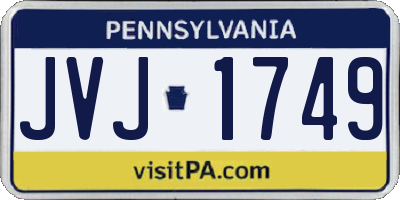 PA license plate JVJ1749