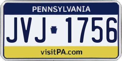PA license plate JVJ1756