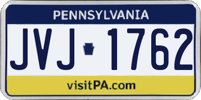 PA license plate JVJ1762