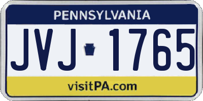 PA license plate JVJ1765