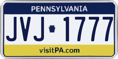 PA license plate JVJ1777