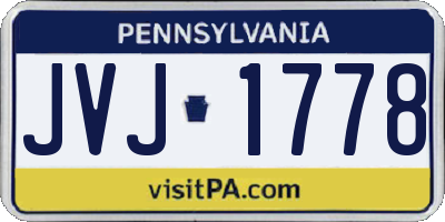 PA license plate JVJ1778