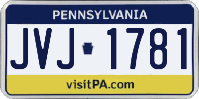 PA license plate JVJ1781