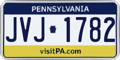 PA license plate JVJ1782