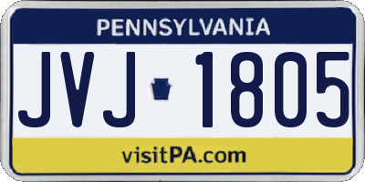 PA license plate JVJ1805