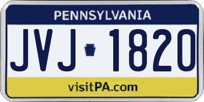 PA license plate JVJ1820