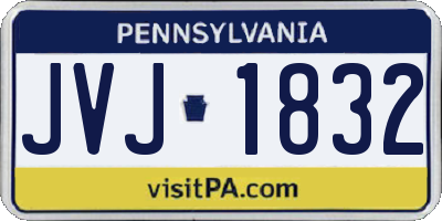 PA license plate JVJ1832